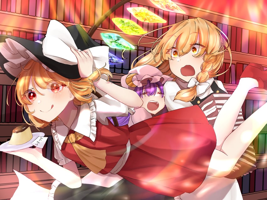 kirisame marisa, flandre scarlet, and patchouli knowledge (touhou and 1 more) drawn by izumi_no_yasushi_aya