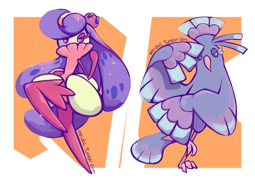 tsareena and oricorio (pokemon) drawn by hydaen