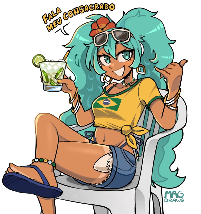 hatsune miku and brazilian miku (vocaloid) drawn by mag_(magdraws)