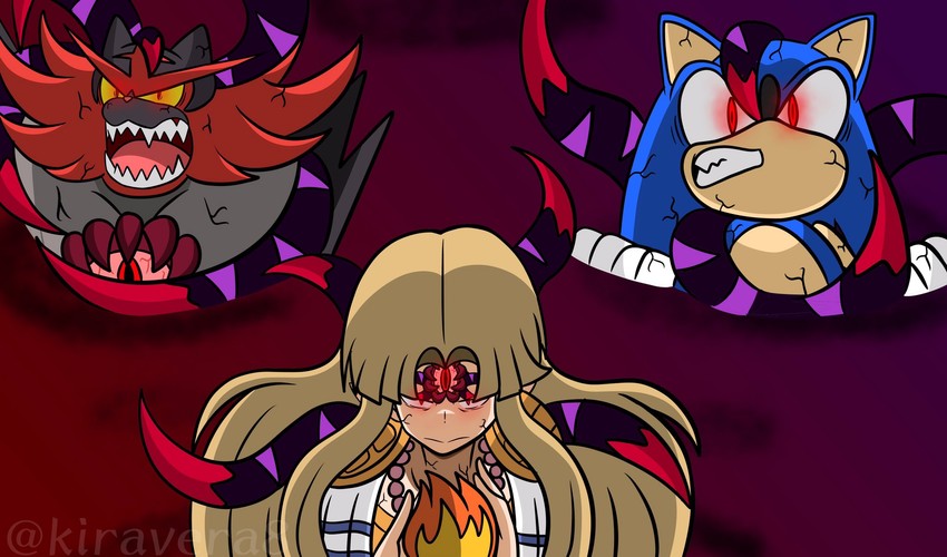 princess zelda, sonic the hedgehog, incineroar, and dharkon (pokemon and 4 more) drawn by kiravera8