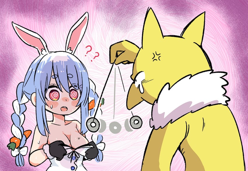 usada pekora and hypno (pokemon and 1 more) drawn by fushicho