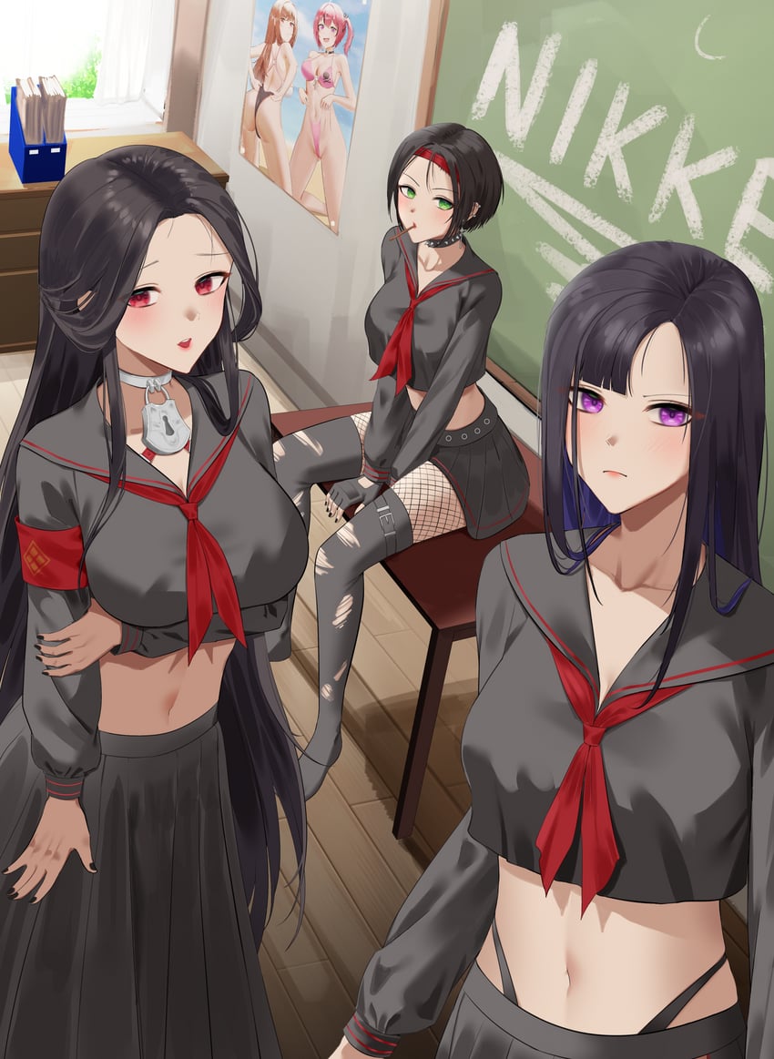 maiden, eunhwa, rapi, crow, and mast (goddess of victory: nikke) drawn by anoreika_tomoe