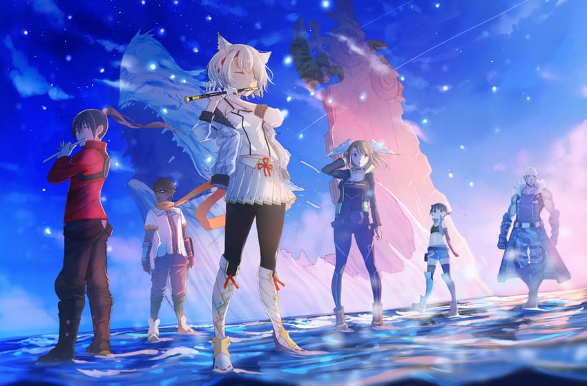 mio, eunie, sena, noah, taion, and 1 more (xenoblade chronicles and 1 more) drawn by kajichan