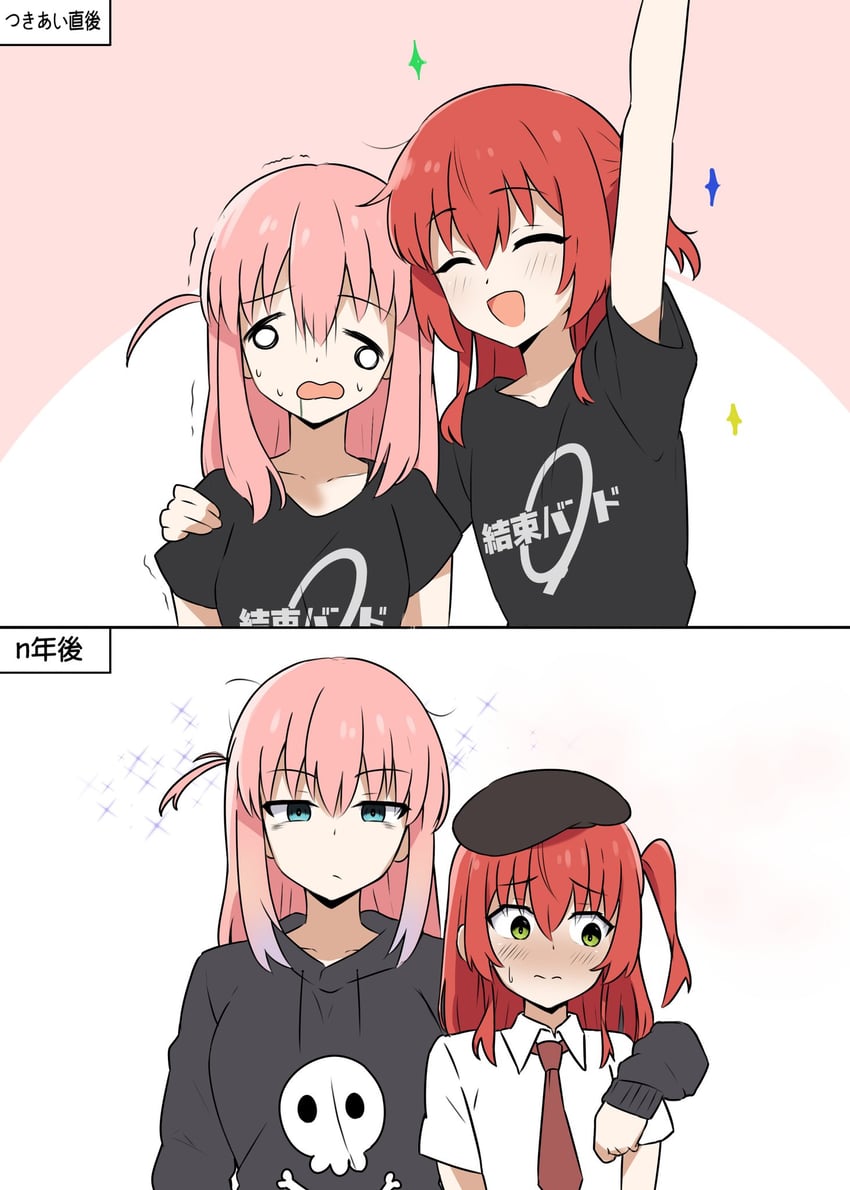 gotoh hitori and kita ikuyo (bocchi the rock!) drawn by amogan