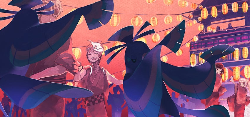lillie, selene, elio, guzma, and oricorio (pokemon and 1 more) drawn by horocca