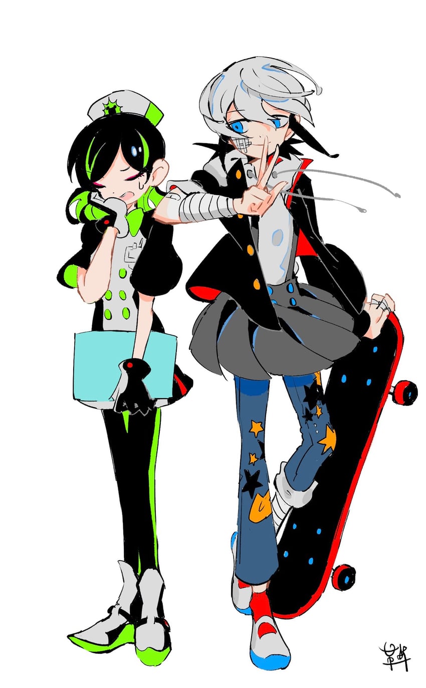 nira-chan and teiketsu (zutto mayonaka de ii no ni and 1 more) drawn by aozukikawasemi