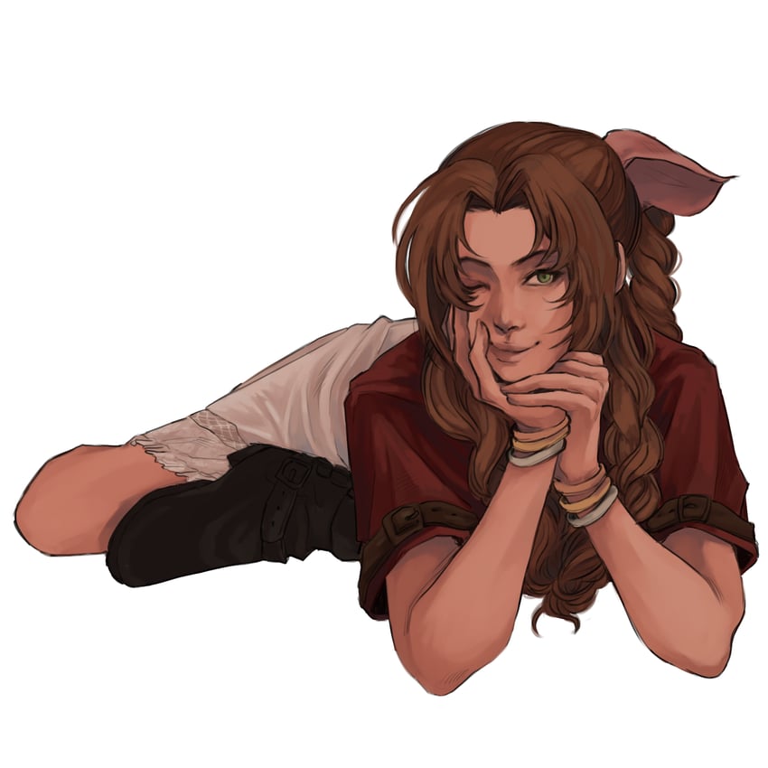 aerith gainsborough (final fantasy and 2 more) drawn by ukireii