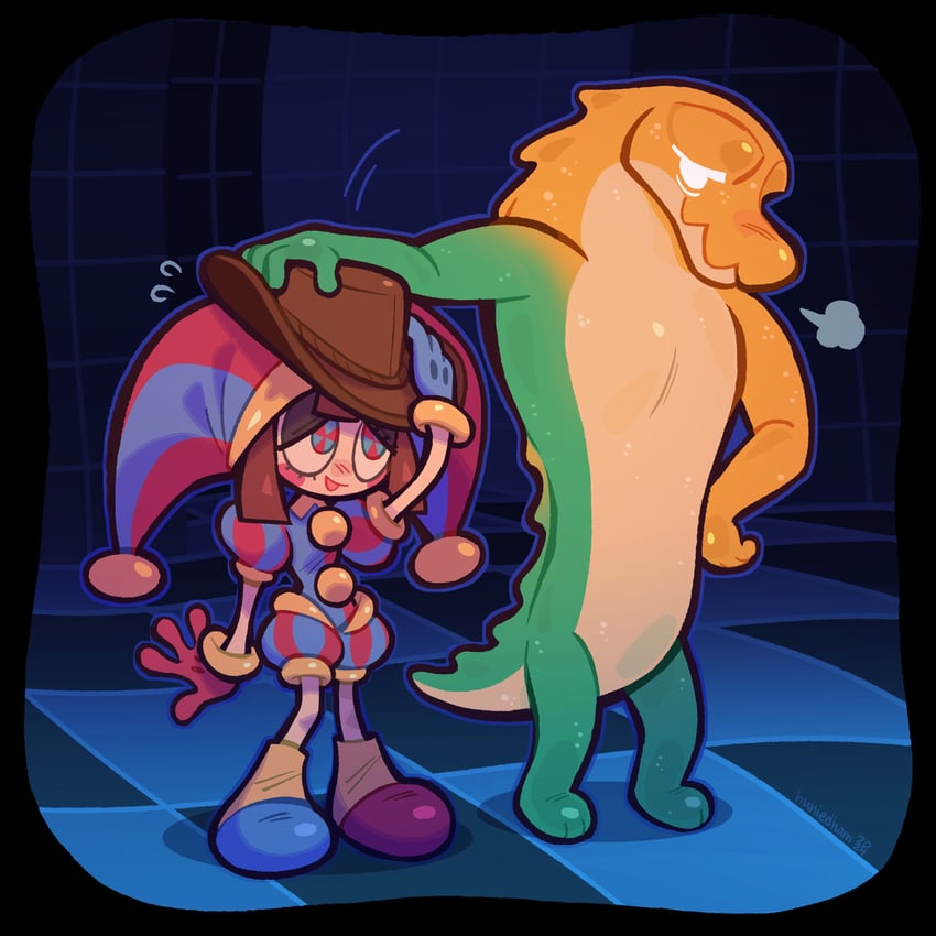 pomni and gummigoo (the amazing digital circus) drawn by hunie_(huniedham)