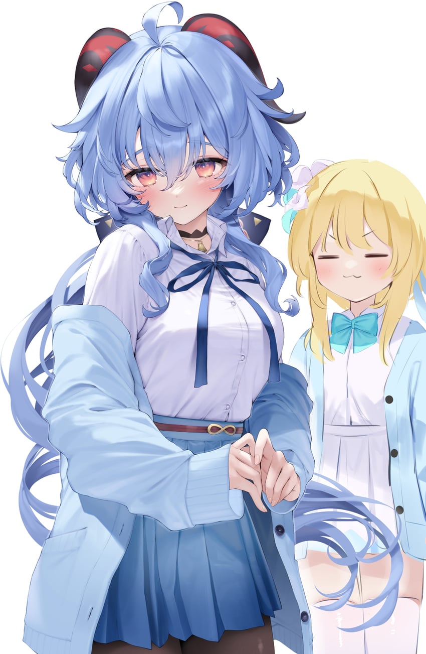 ganyu and lumine (genshin impact) drawn by navy_(navy.blue)
