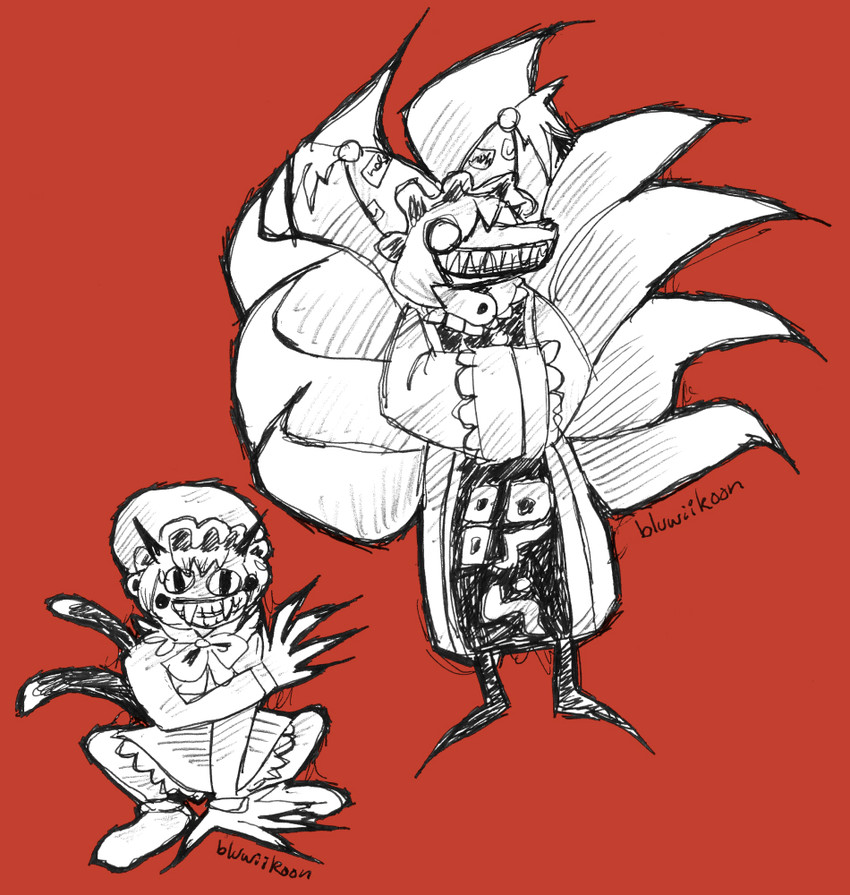 yakumo ran, chen, and the judge (touhou and 1 more) drawn by bluwiikoon
