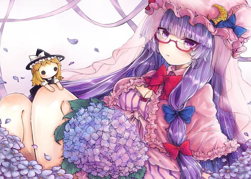 kirisame marisa and patchouli knowledge (touhou) drawn by yuma_(yuuma_pants)