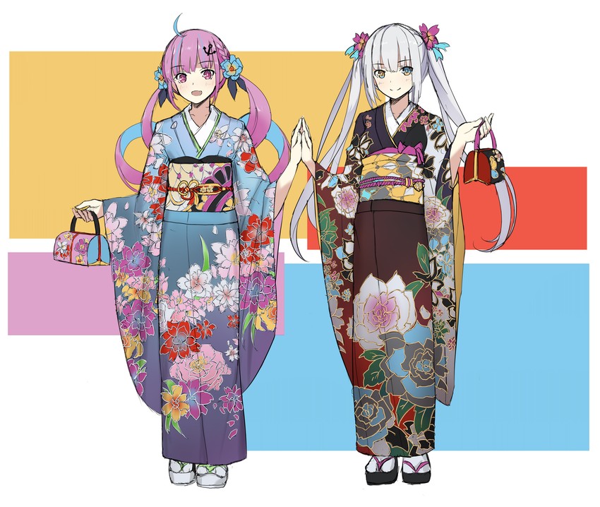 minato aqua and kagura mea (hololive and 1 more) drawn by musyne_xsk