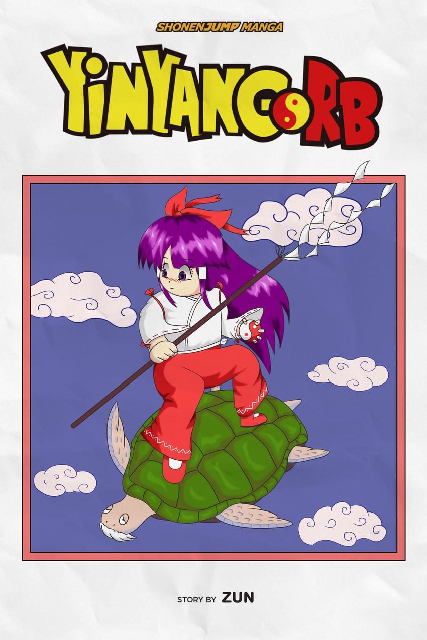 hakurei reimu and genjii (touhou and 1 more) drawn by kossza