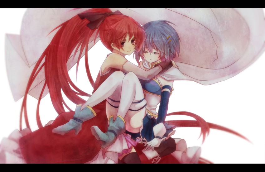miki sayaka and sakura kyoko (mahou shoujo madoka magica) drawn by ice_(aitsugai)
