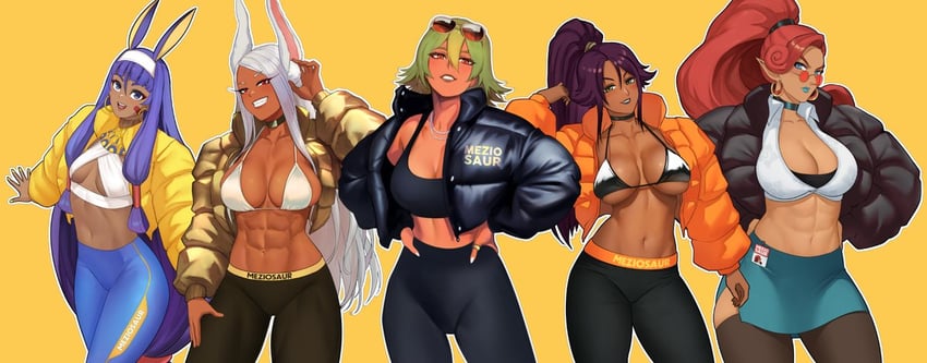 mirko, nitocris, shihouin yoruichi, urbosa, and laegjarn (fate and 7 more) drawn by meziosaur