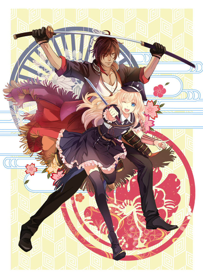 midare toushirou and ookurikara (touken ranbu) drawn by manman_mumu