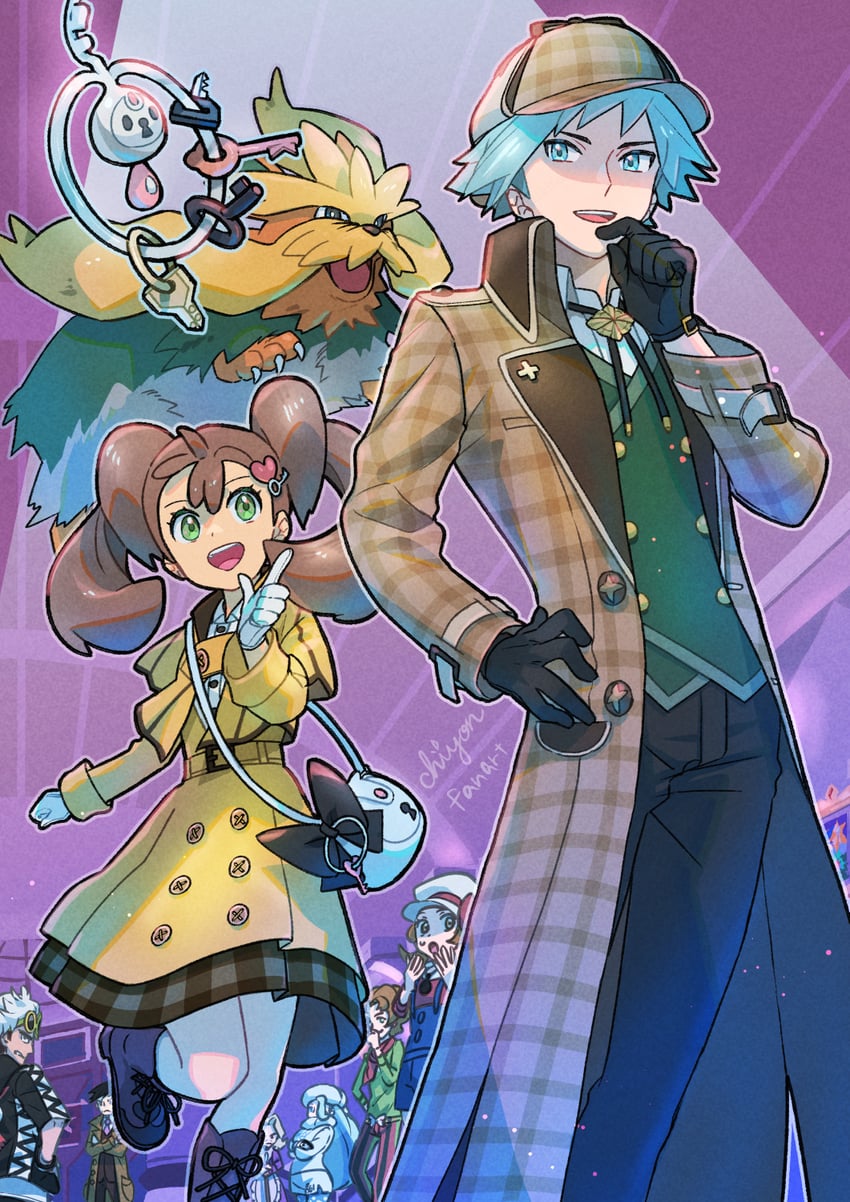 lyra, steven stone, guzma, melony, shauna, and 5 more (pokemon and 7 more) drawn by chon_chiyon