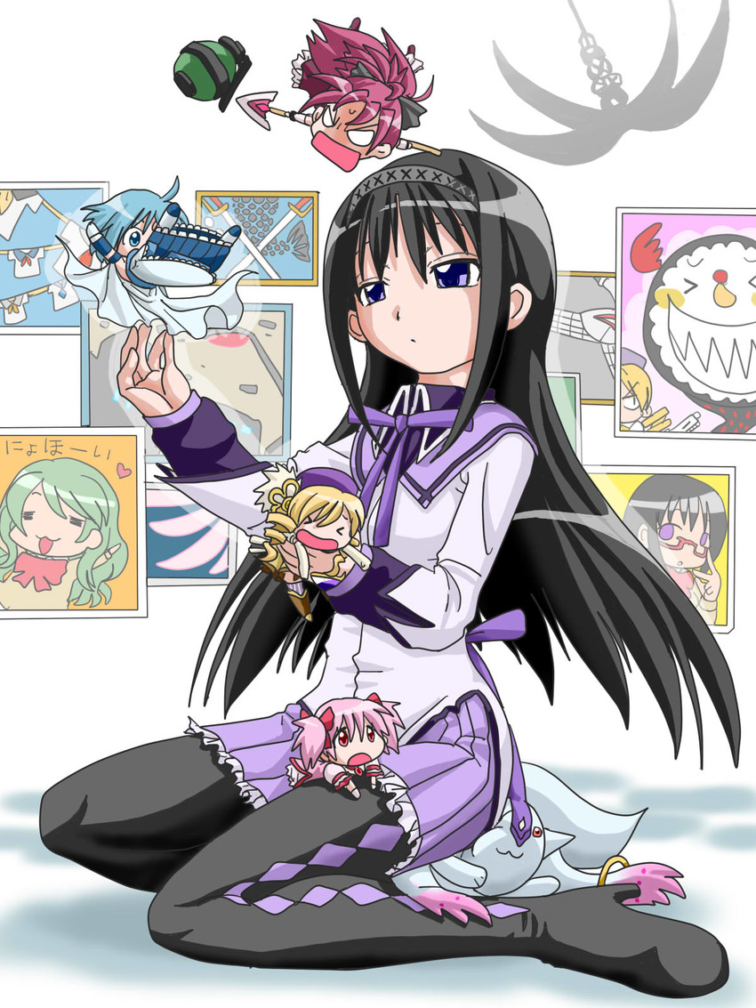 akemi homura, kaname madoka, miki sayaka, sakura kyoko, tomoe mami, and 5 more (mahou shoujo madoka magica) drawn by hohetomaru