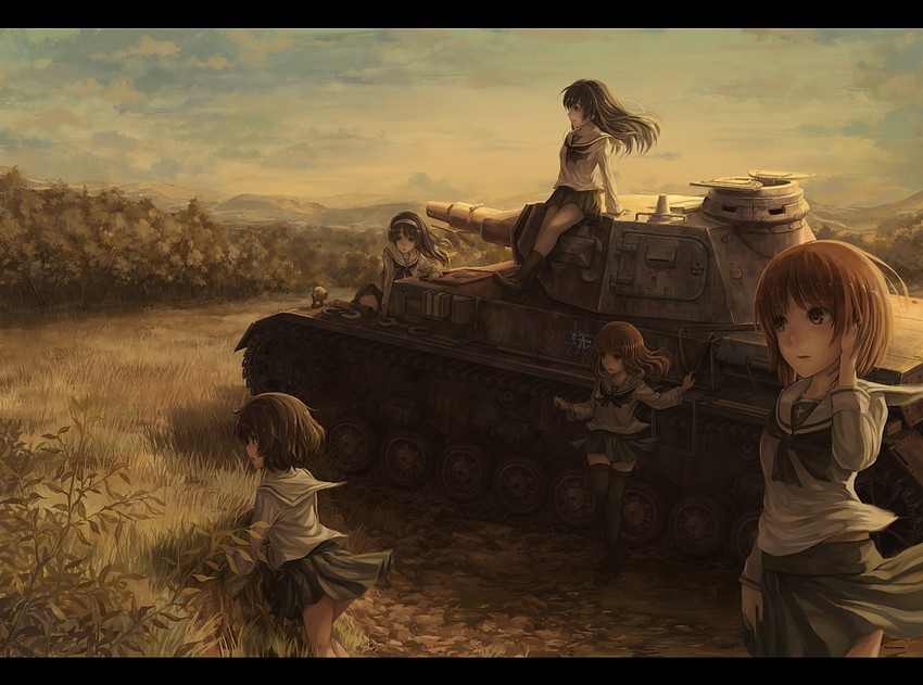 nishizumi miho, akiyama yukari, takebe saori, reizei mako, and isuzu hana (girls und panzer) drawn by lif_(lif_&_ref)