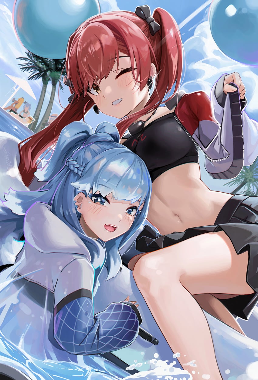 houshou marine, shirogane noel, shiranui flare, and kobo kanaeru (hololive and 2 more) drawn by anizi