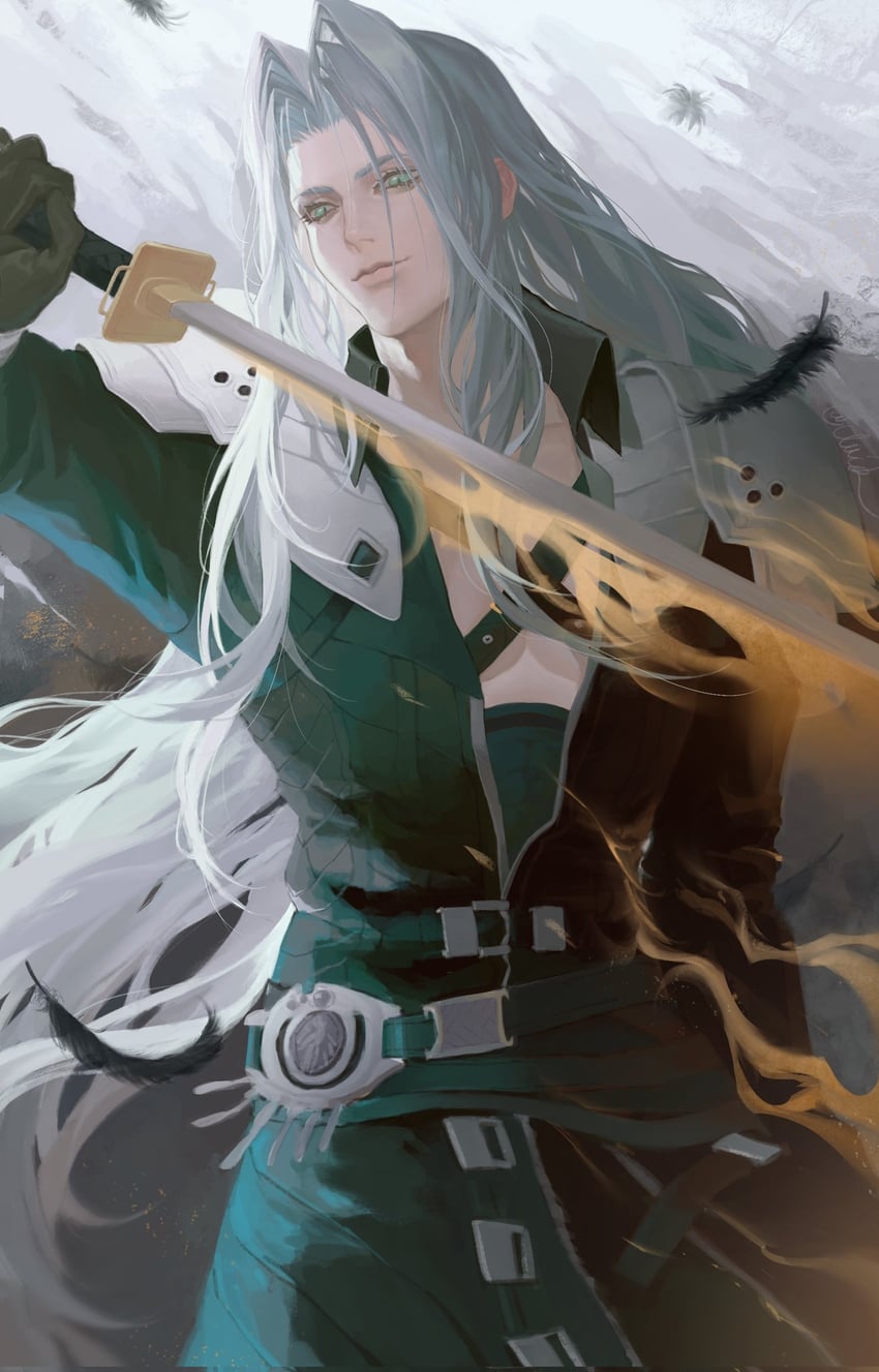 sephiroth (final fantasy and 2 more) drawn by cluck_gugu