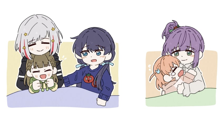 hinoshita kaho, otomune kozue, murano sayaka, yugiri tsuzuri, and kachimachi kosuzu (love live! and 1 more) drawn by zueka27