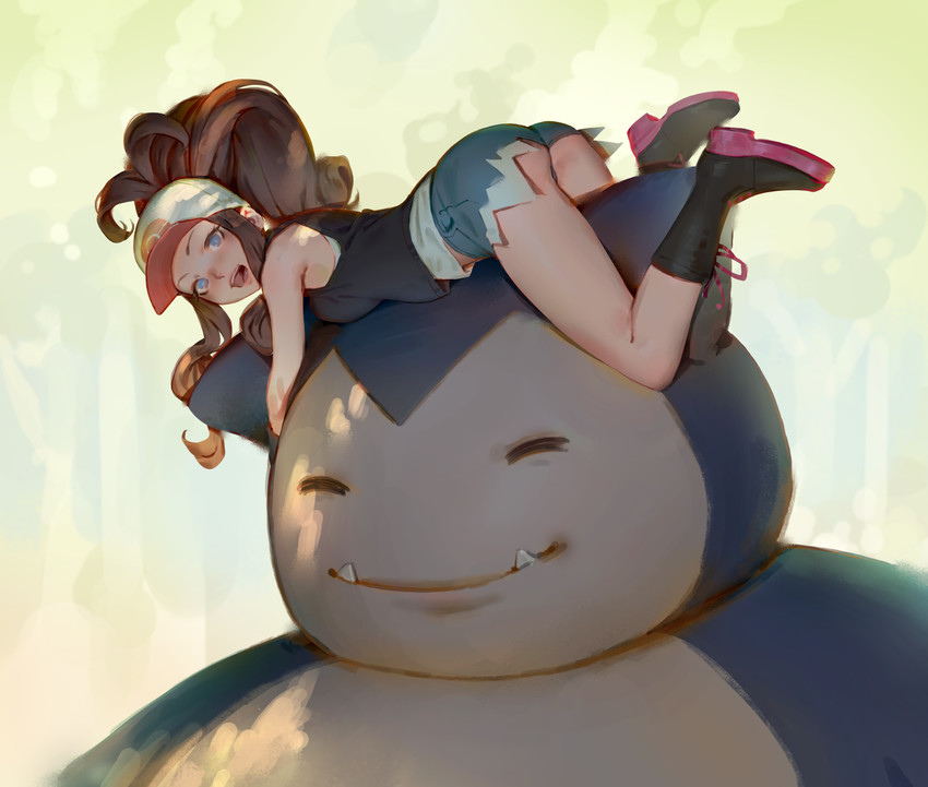 hilda and snorlax (pokemon and 1 more) drawn by timbougami