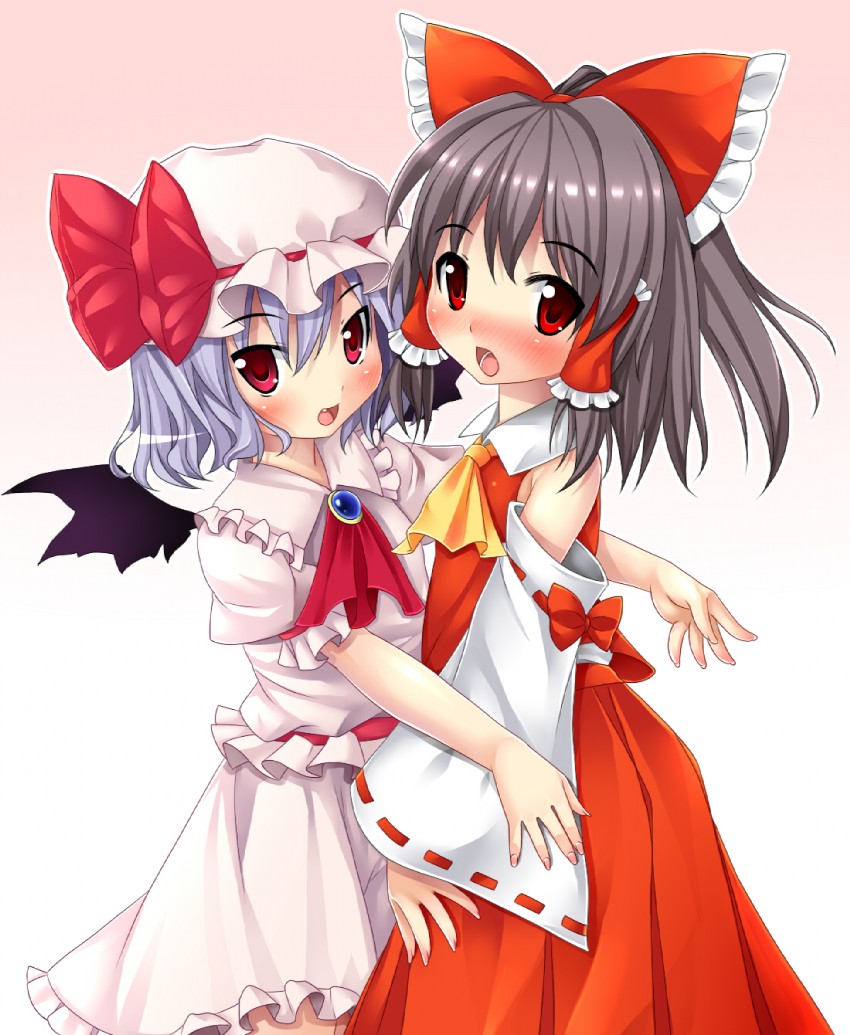 hakurei reimu and remilia scarlet (touhou) drawn by kuro_minamo