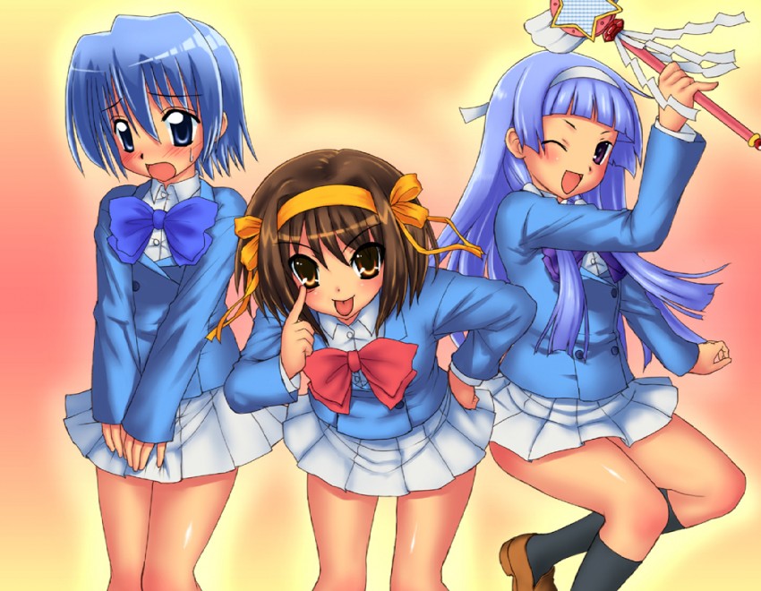 suzumiya haruhi, nagi, ayasaki hayate, nogami aoi, sannomiya shiho, and 4 more (suzumiya haruhi no yuuutsu and 3 more) drawn by rokko