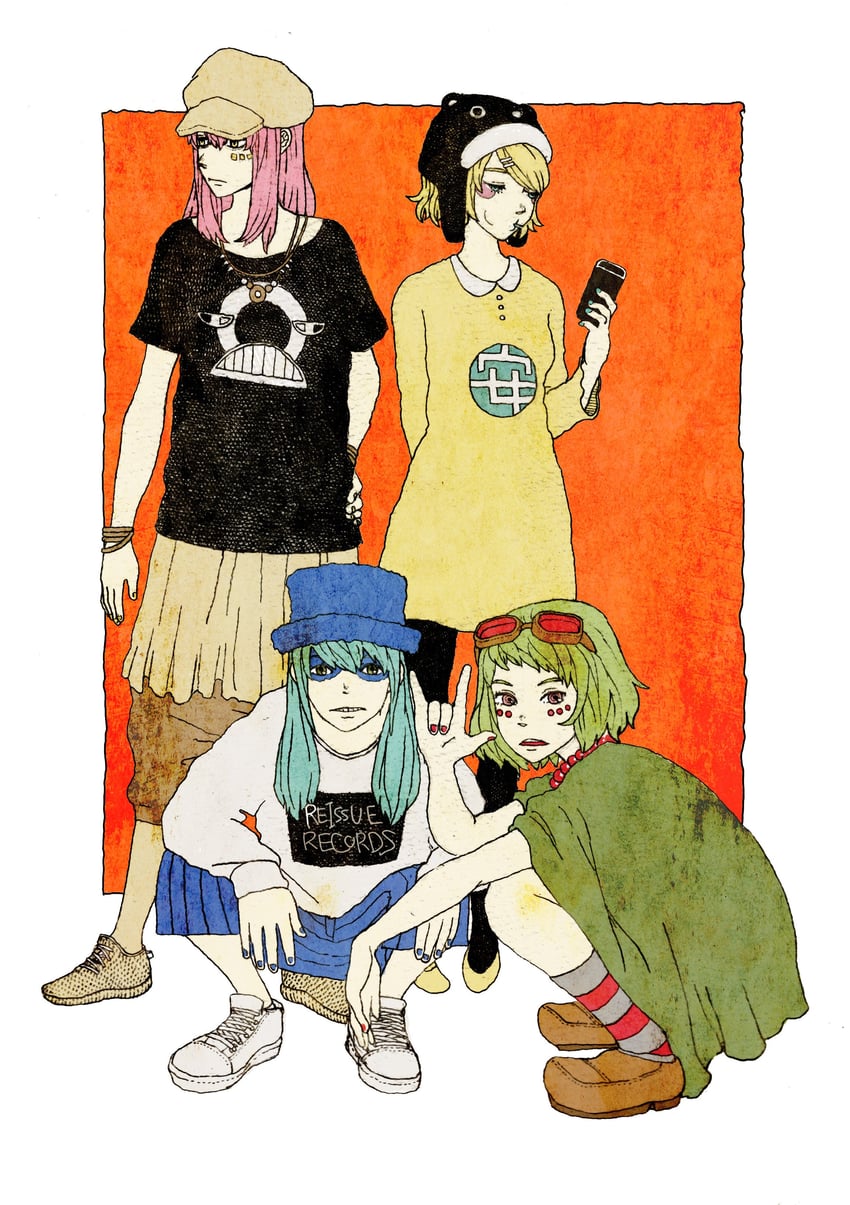 hatsune miku, kagamine rin, megurine luka, and gumi (vocaloid and 1 more) drawn by yonezu_kenshi