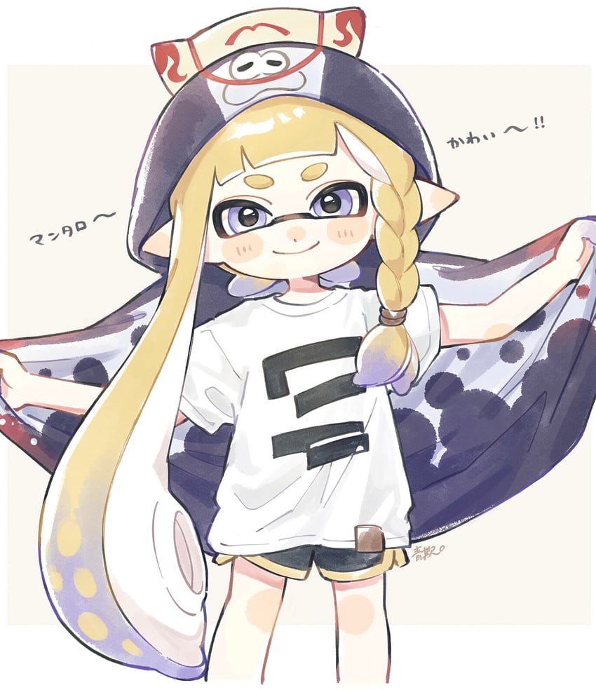 inkling player character, inkling girl, and big man (splatoon and 1 more) drawn by aoaza_83