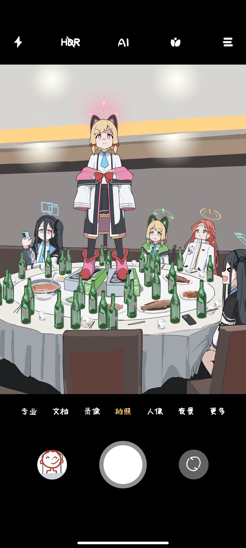 sensei, doodle sensei, aris, momoi, midori, and 2 more (blue archive) drawn by dsfr