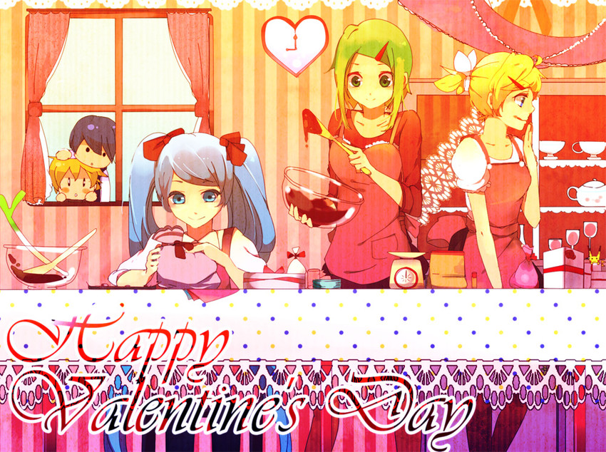 hatsune miku, kagamine rin, kagamine len, pikachu, kaito, and 1 more (pokemon and 1 more) drawn by monori_(tomomin_splae)