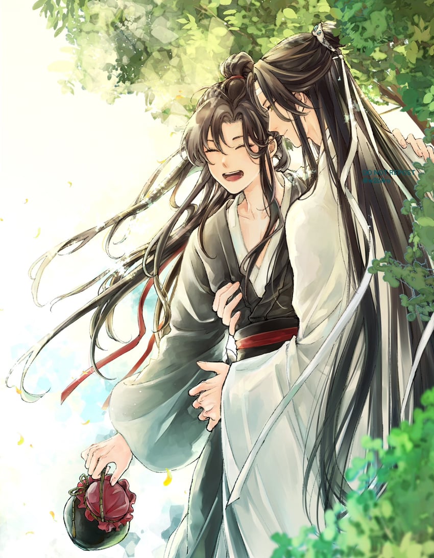 wei wuxian and lan wangji (modao zushi) drawn by w2biiro