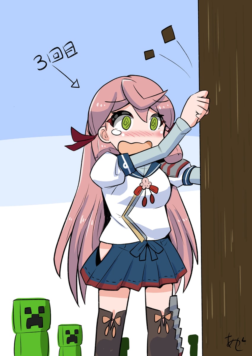 akashi and creeper (kantai collection and 1 more) drawn by akashieru