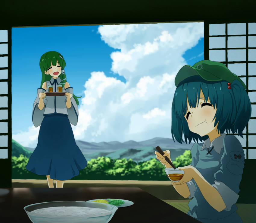 kochiya sanae and kawashiro nitori (touhou) drawn by shiratama_(hockey)