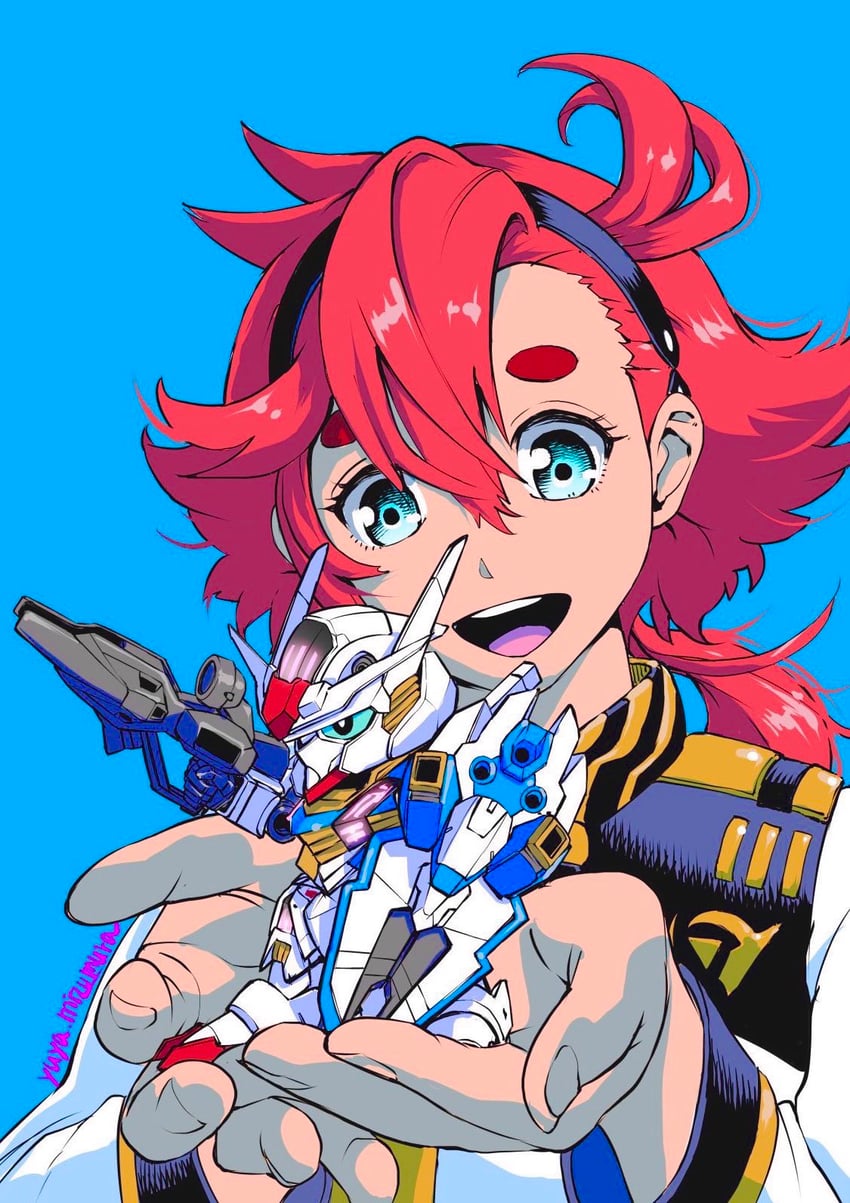 suletta mercury and gundam aerial (gundam and 2 more) drawn by mizumura_yuya