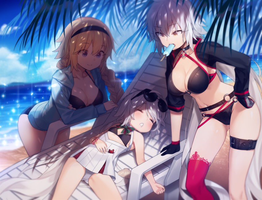 jeanne d'arc alter, jeanne d'arc, and jeanne d'arc alter santa lily (fate and 1 more) drawn by sankyaku_tako