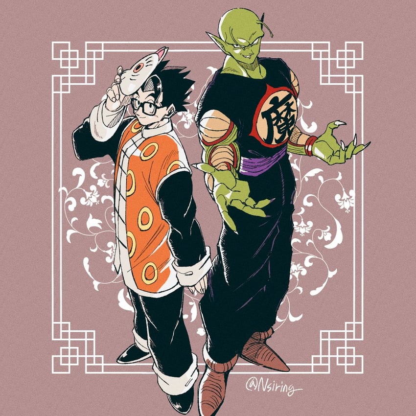 son gohan, piccolo, piccolo daimaou, and grandpa gohan (dragon ball and 2 more) drawn by living_(nsiring)