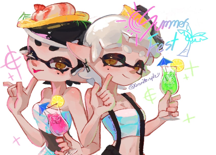 callie and marie (splatoon and 1 more) drawn by hijiki_splatoon