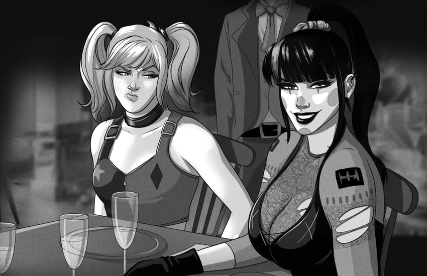 harley quinn and punchline (dc comics and 1 more) drawn by drawfag