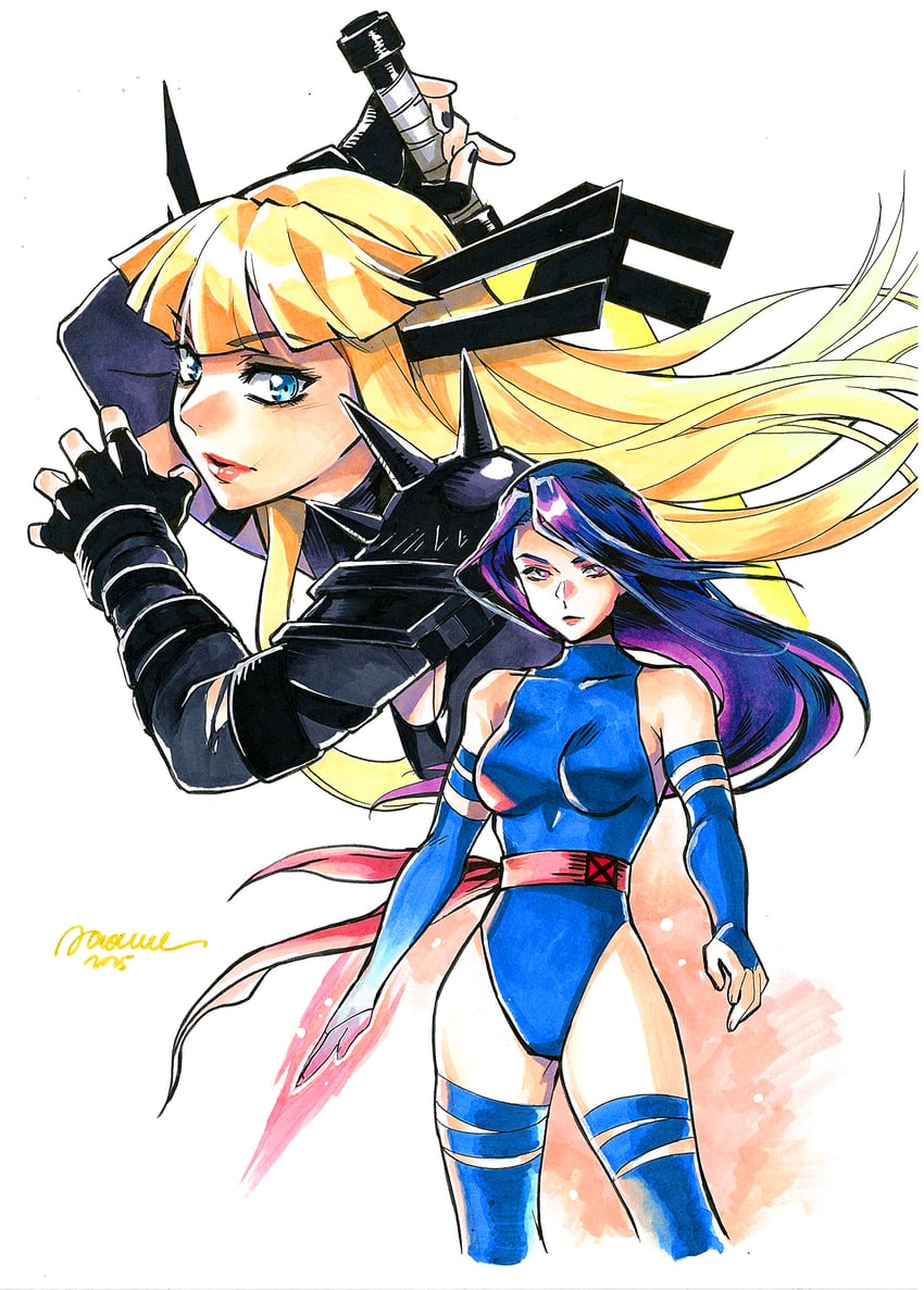 psylocke and magik (marvel and 2 more) drawn by sao_(saowee)