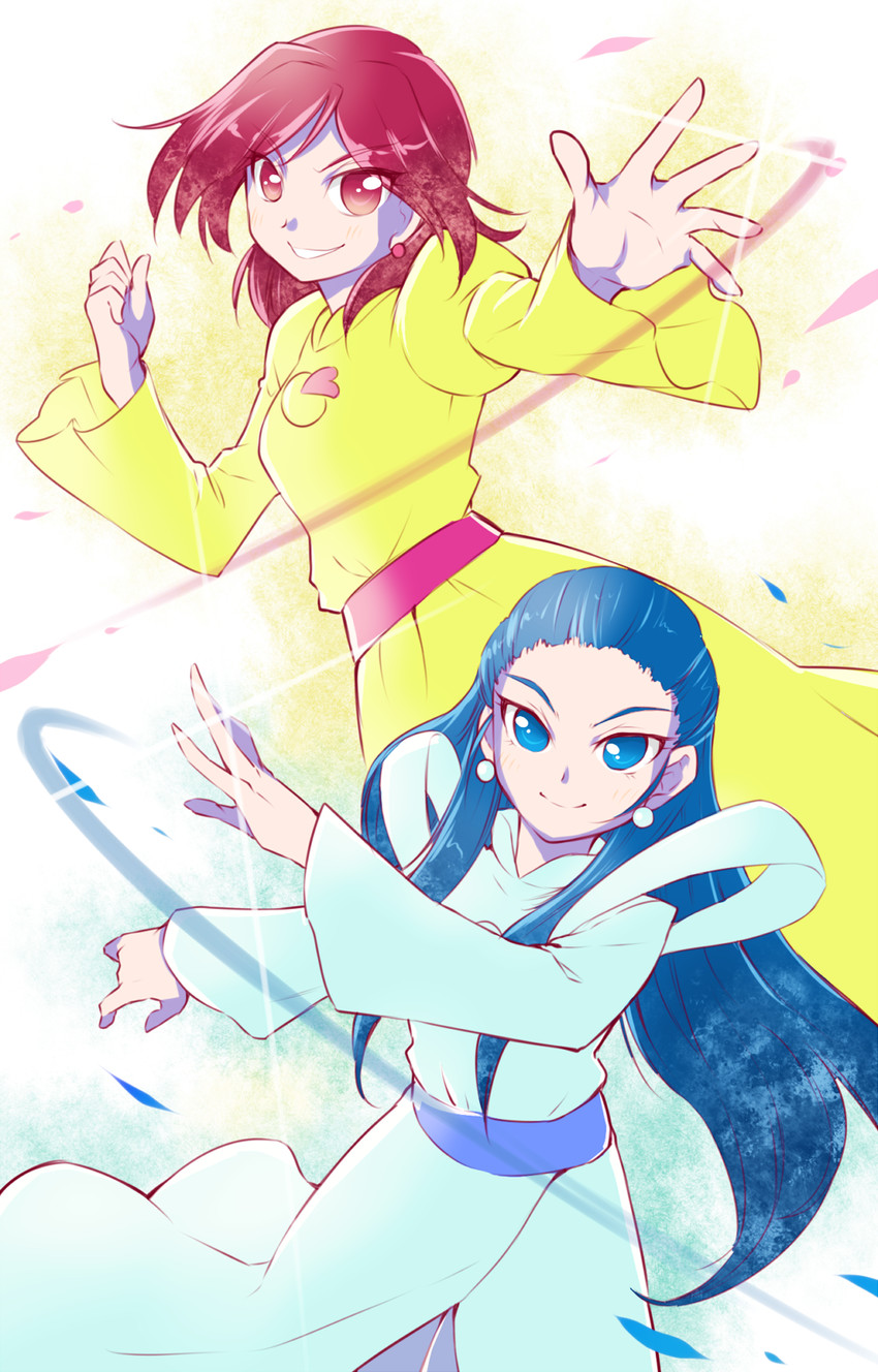 kiryuu michiru and kiryuu kaoru (precure and 1 more) drawn by arakawa_tarou