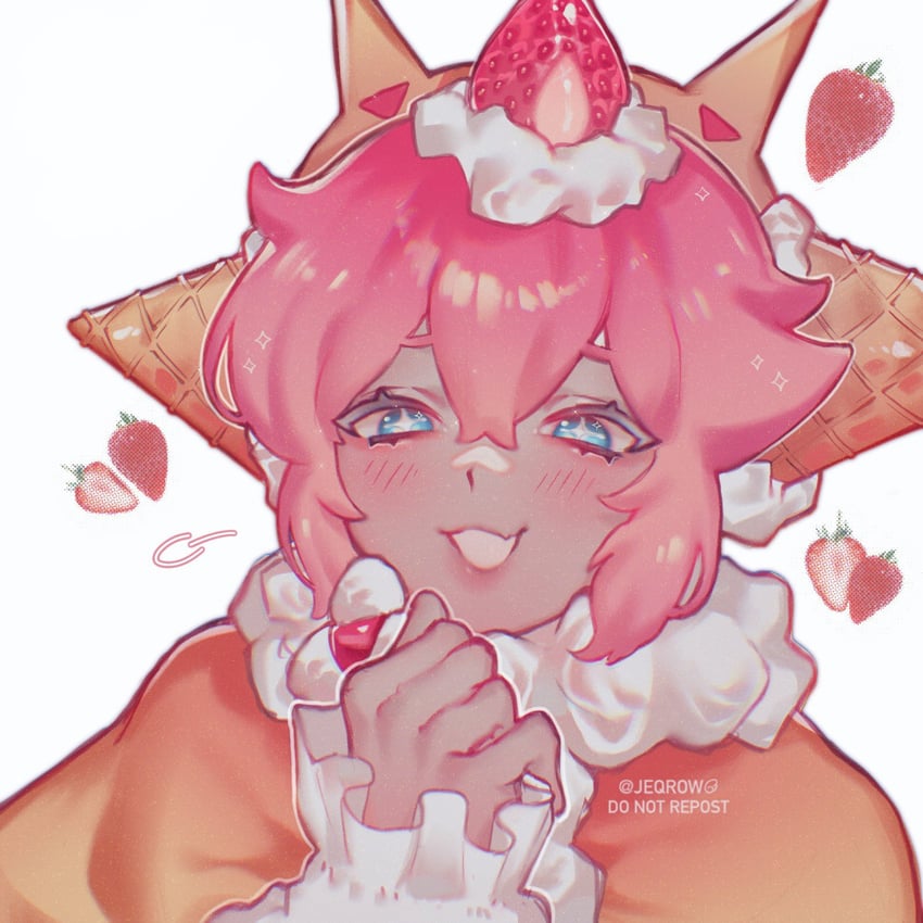 strawberry crepe cookie (cookie run and 1 more) drawn by jeqrow