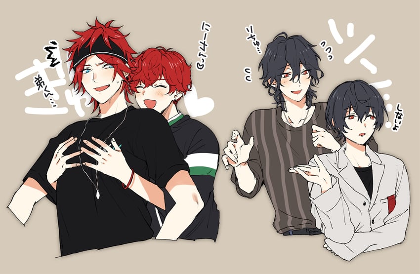 sakuma ritsu, amagi rinne, amagi hiiro, and sakuma rei (ensemble stars!) drawn by nakayama_miyuki