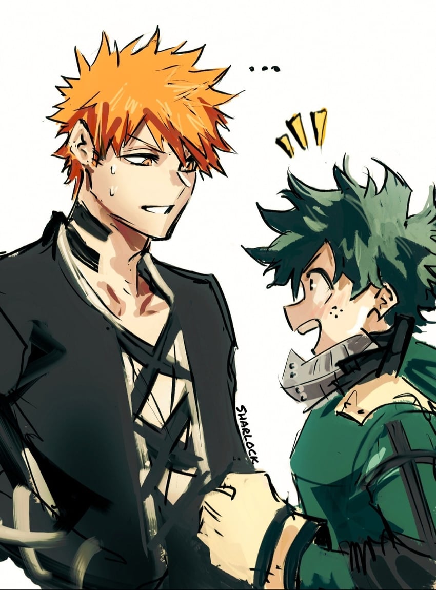 midoriya izuku and kurosaki ichigo (boku no hero academia and 2 more) drawn by sharl0ck