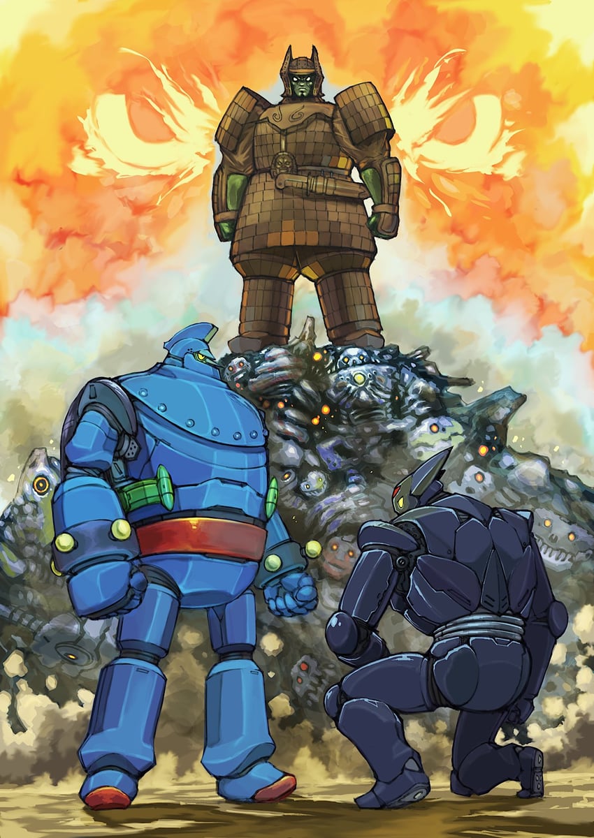 tetsujin 28, black ox, and daimajin (tetsujin 28-gou and 1 more) drawn by yamanushi
