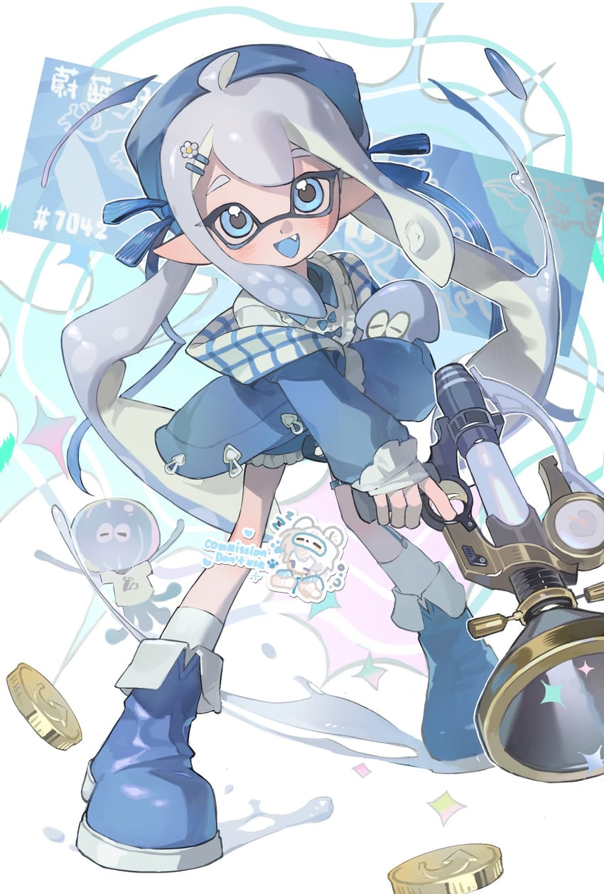 inkling player character, inkling girl, and jellyfish (splatoon) drawn by p-pepper