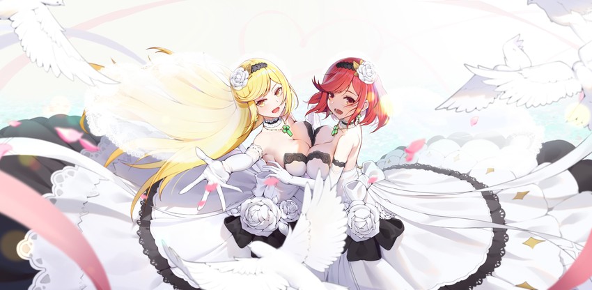 pyra and mythra (xenoblade chronicles and 1 more) drawn by tifaices