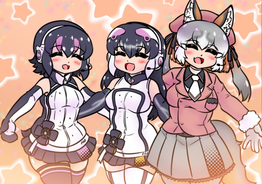 island fox, humboldt penguin, and african penguin (kemono friends and 1 more) drawn by edamamezooooo